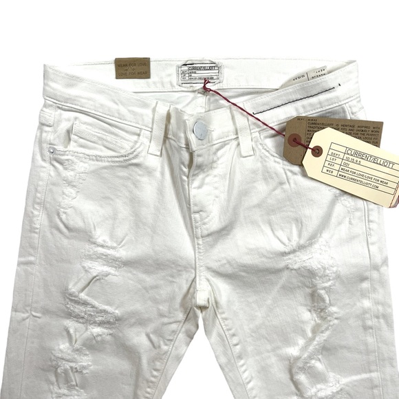 Current Elliot The Stiletto White Tattered Distressed Jeans Size 26 NWT - Picture 7 of 12